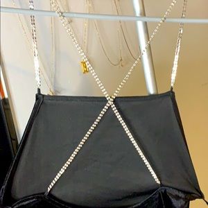 Velvet Mini Dress With Diamond straps